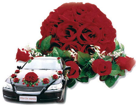 Rood bloemstuk voor de auto Trouw auto decoratie Bellatio