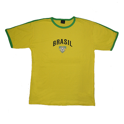 Geel t-shirt voetbal Brasil Brazilie versiering James & Nicholson