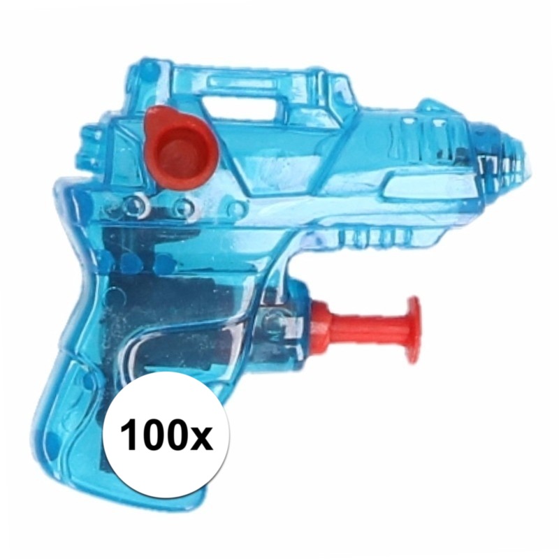 100x stuks mini waterpistolen blauw 7 cm