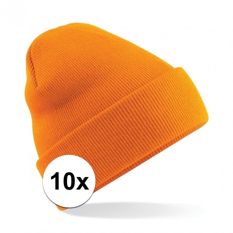 10x Basic schaatsmuts oranje