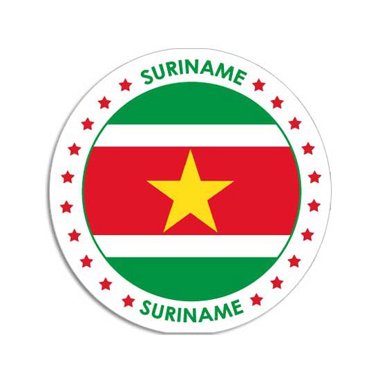 10x Suriname sticker rond 14,8 cm landen decoratie
