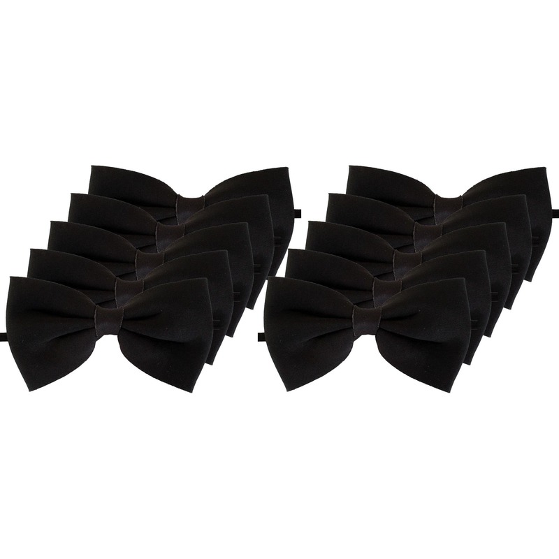 10x Zwarte verkleed vlinderstrikjes 13 cm voor dames/heren