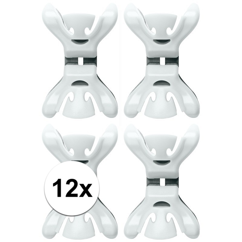 12x Slingers-decoratie ophangen slingerklemmen wit