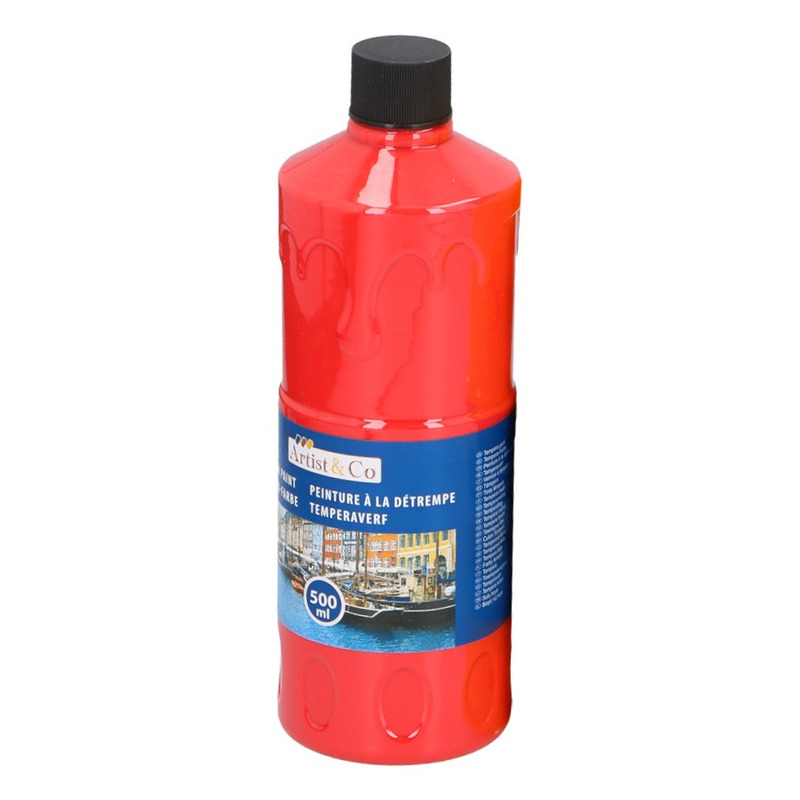 1x Acrylverf-temperaverf fles rood 500 ml