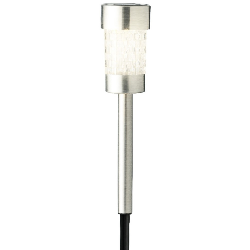 1x Buiten-tuin LED zilveren stekers solar verlichting 26 cm