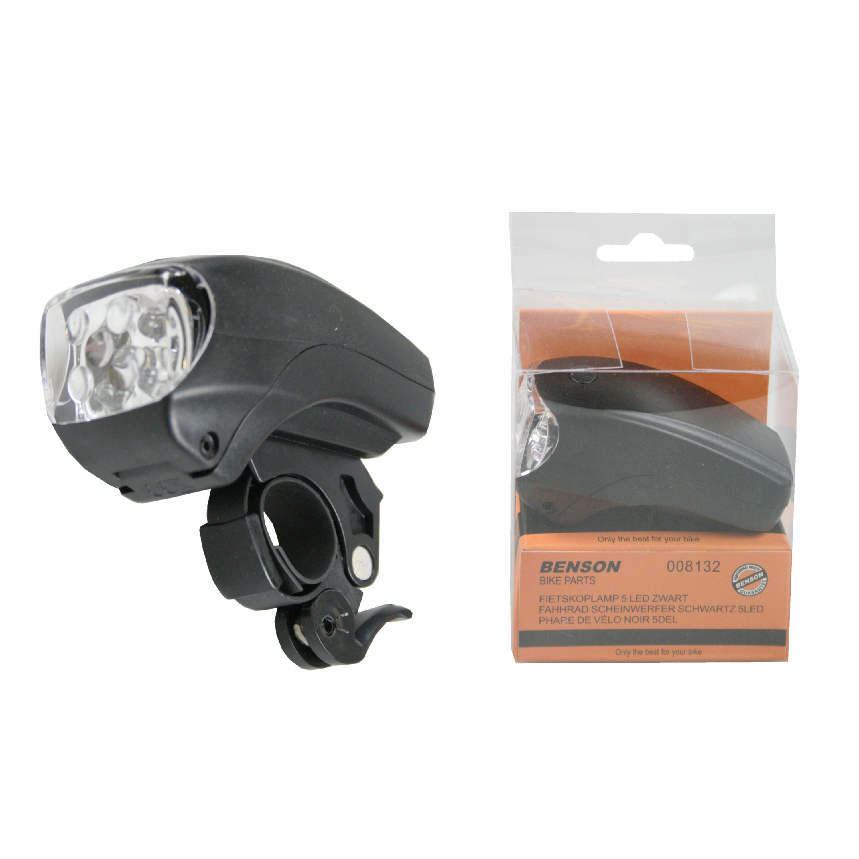 1x Fietskoplamp-voorlicht fietsverlichting zwart LED