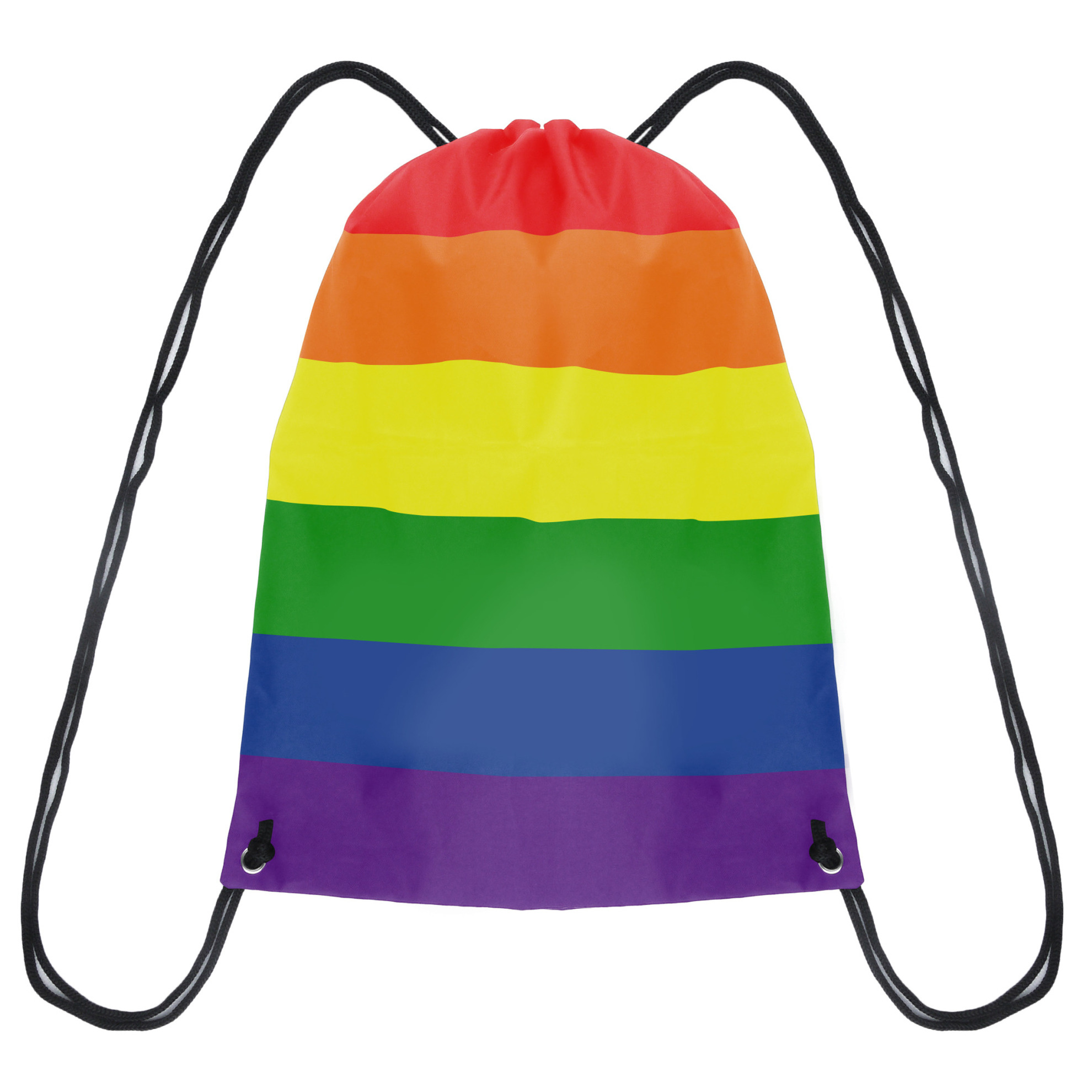 1x Gymtasje/rugtas rijgkoord regenboog/rainbow/pride vlag voor volwassenen en kids