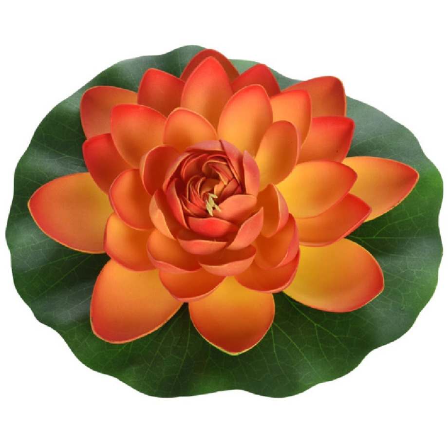 1x Oranje drijvende kunst waterlelie bloemen 18 cm