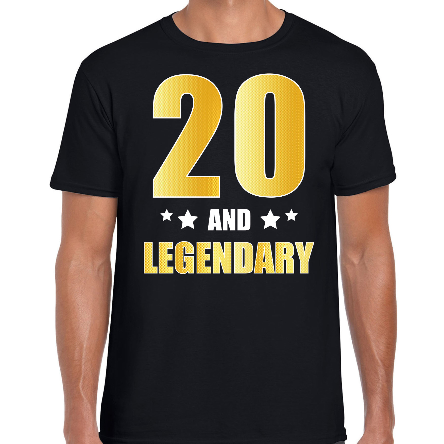 20 and legendary verjaardag cadeau t-shirt goud 20 jaar zwart voor heren