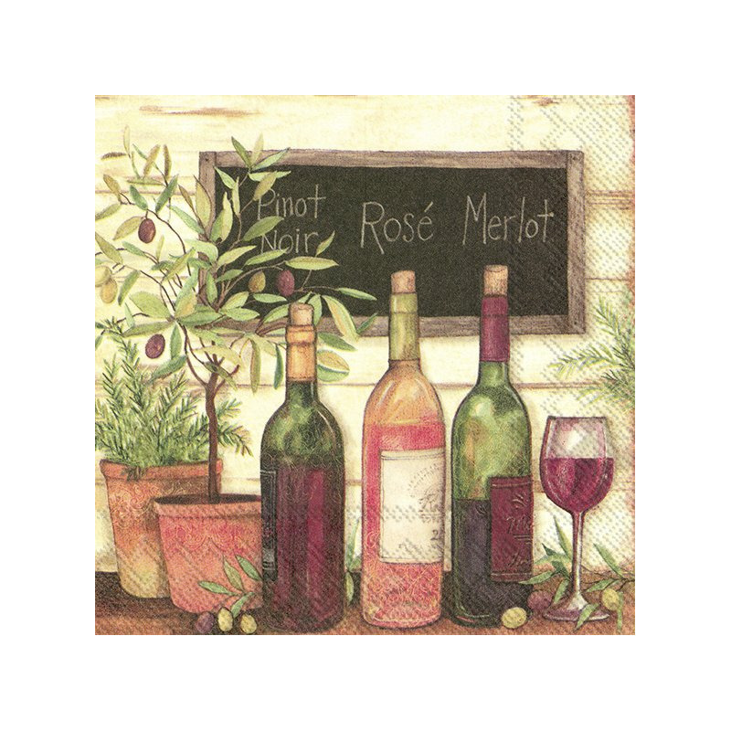20x Gekleurde 3-laags servetten wijn-olijven 33 x 33 cm