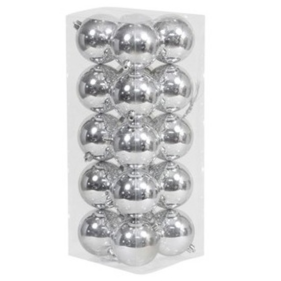 20x Zilveren kerstballen 8 cm kunststof glans