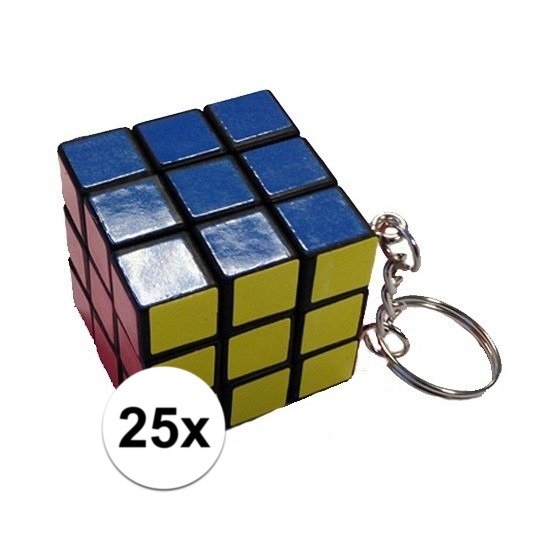 25x stuks sleutelhangers met kubus spelletjes