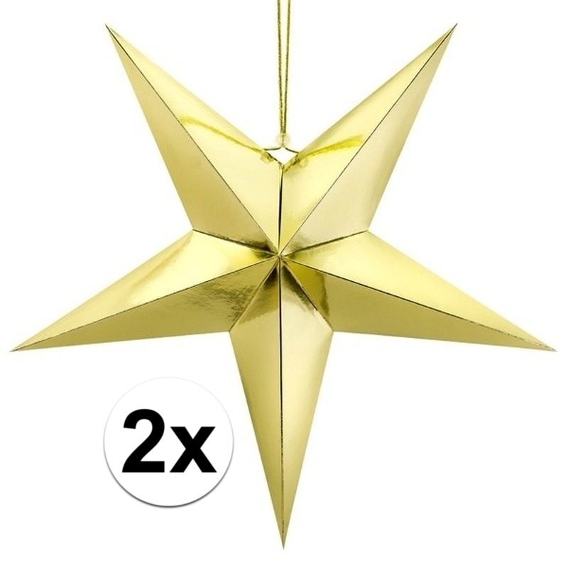 2x Gouden sterren 30 cm Kerst decoratie-versiering