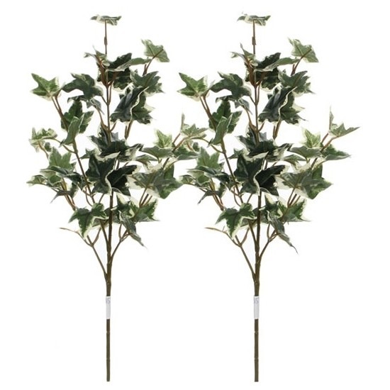 2x Groen/geelbonte Hedera/klimop kunsttakken kunstplanten 50 cm