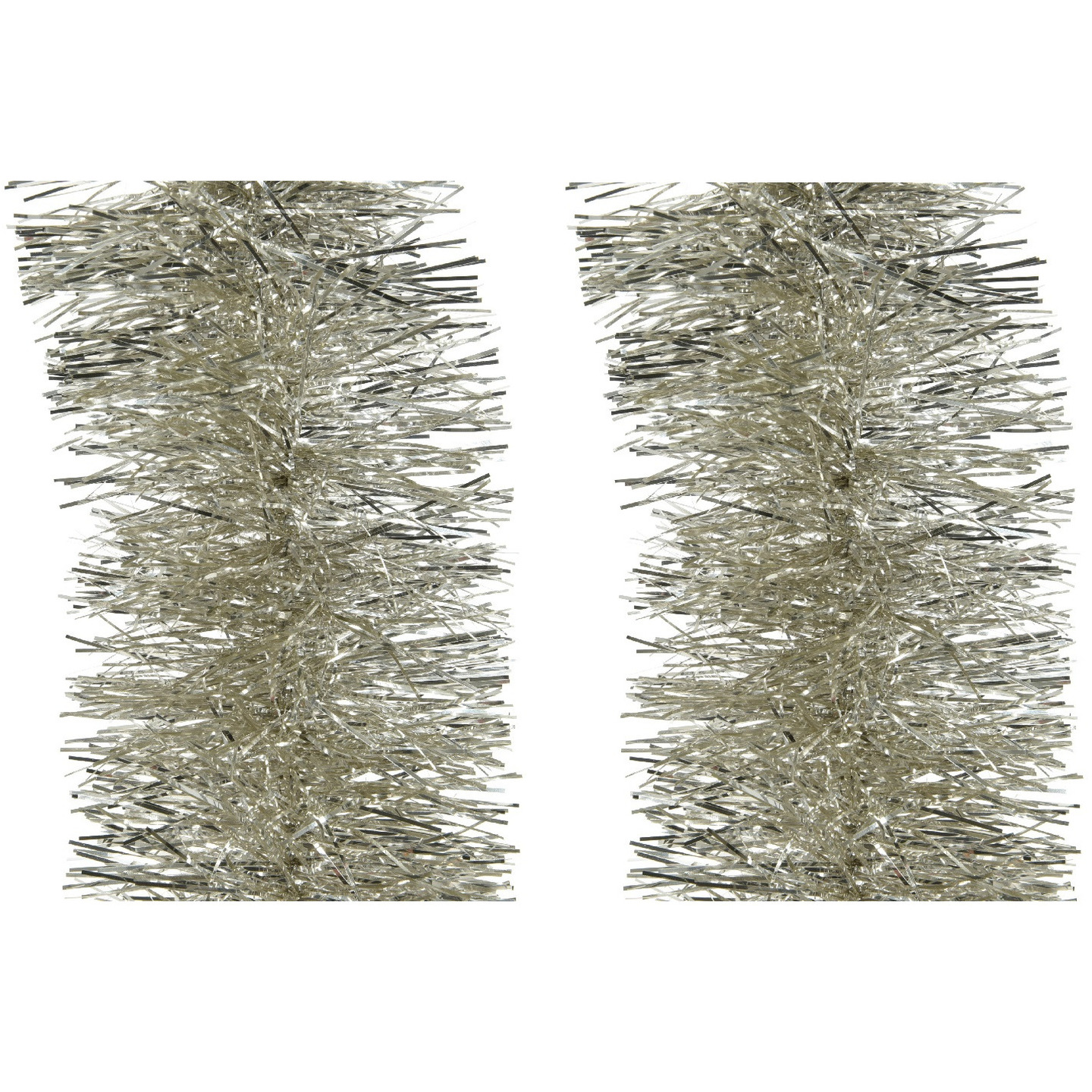 2x Licht parel-champagne kerstslingers 10 cm breed x 270 cm