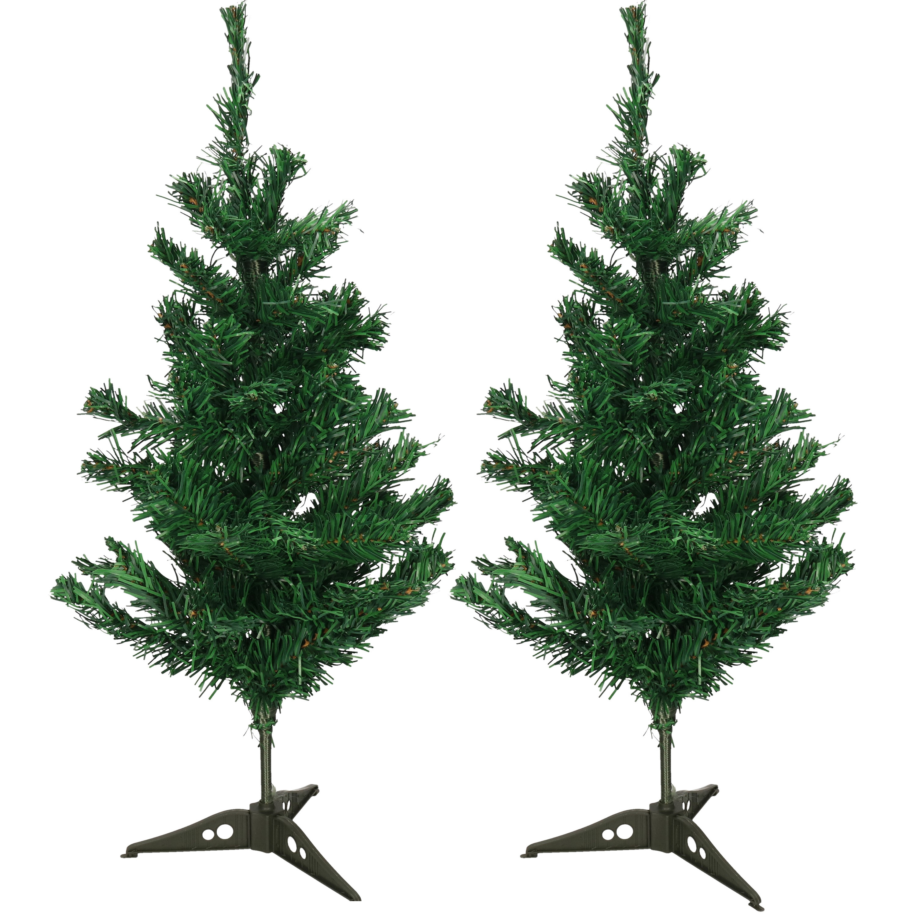 2x Mini kunst kerstbomen 60 cm
