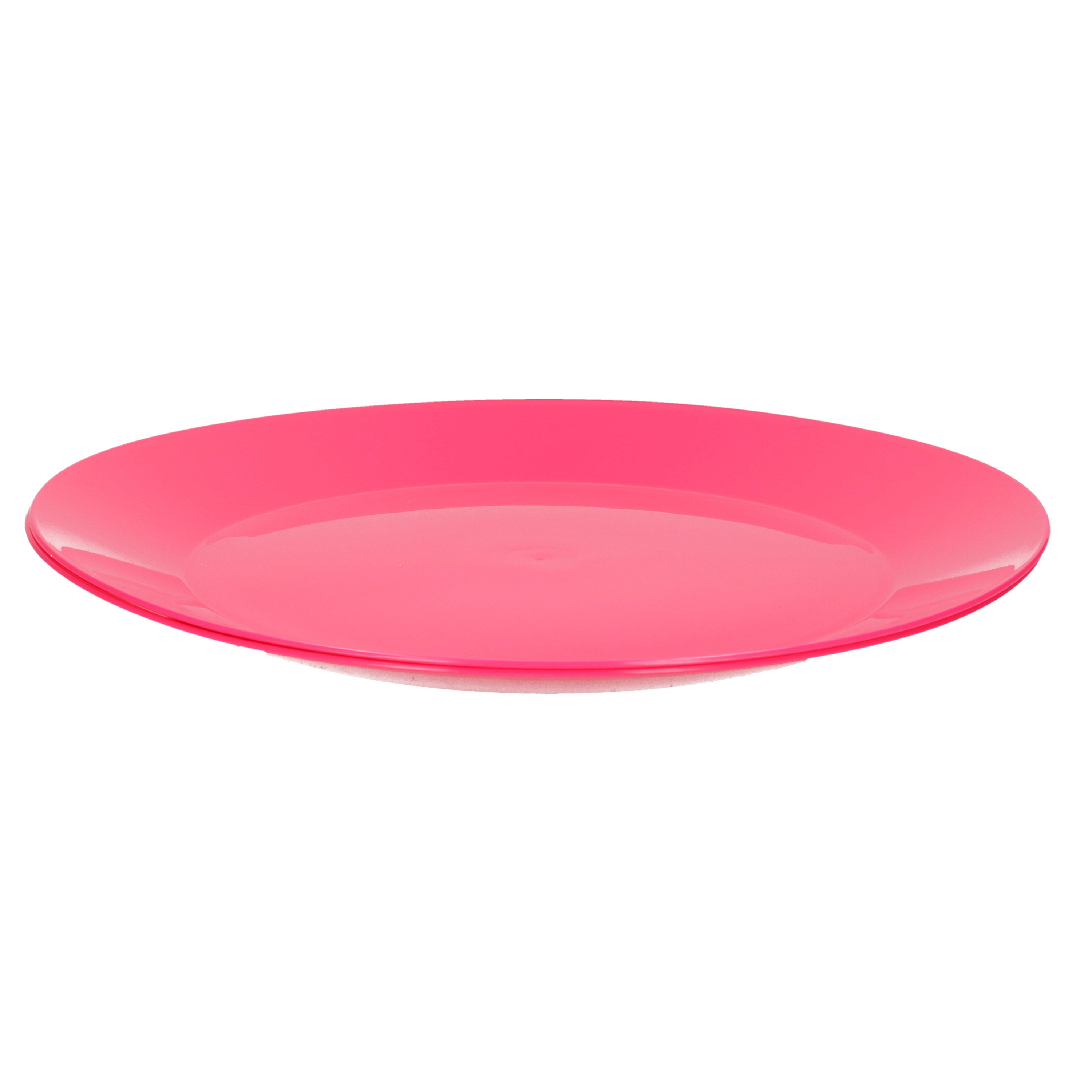 2x ontbijt-diner bordjes van hard kunststof 26 cm in het roze