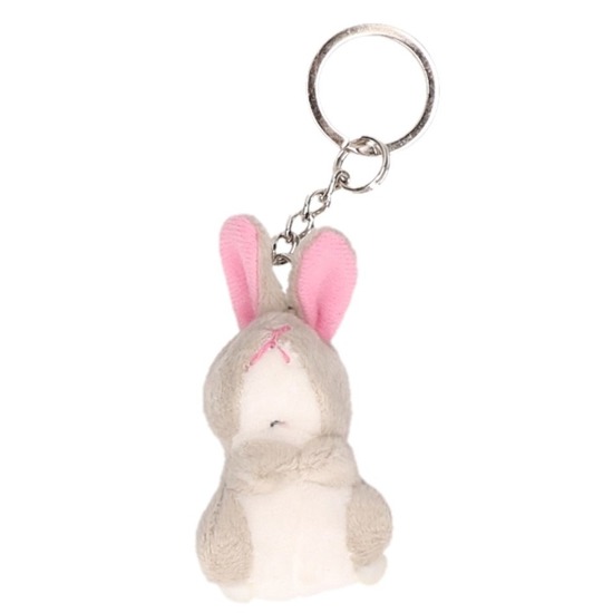 2x Pluche konijn/haas knuffel sleutelhanger 6 cm