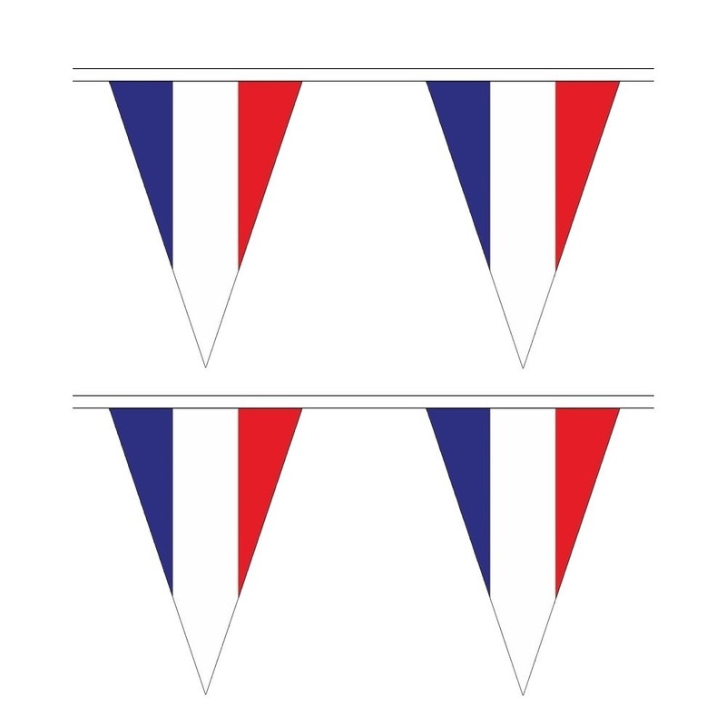 2x Polyester vlaggenlijnen Frankrijk 5 meter