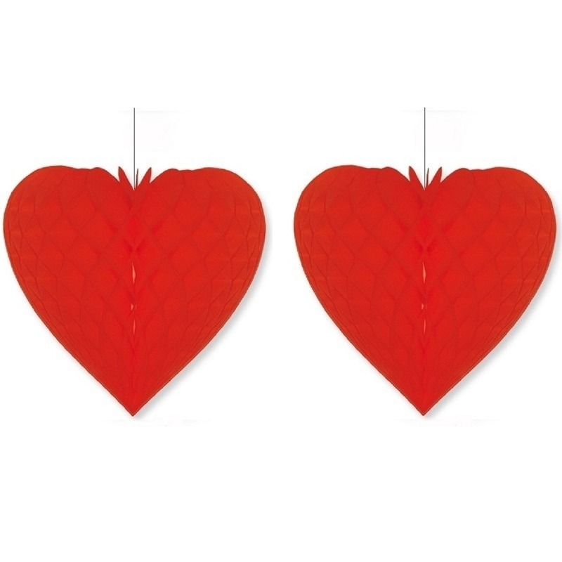 2x Rode decoratie harten 28 cm