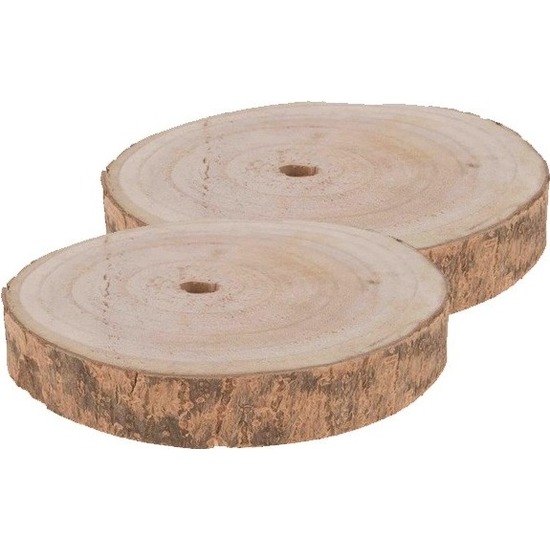 2x Woondecoratie ronde boomschijven 20 cm van Paulowna hout