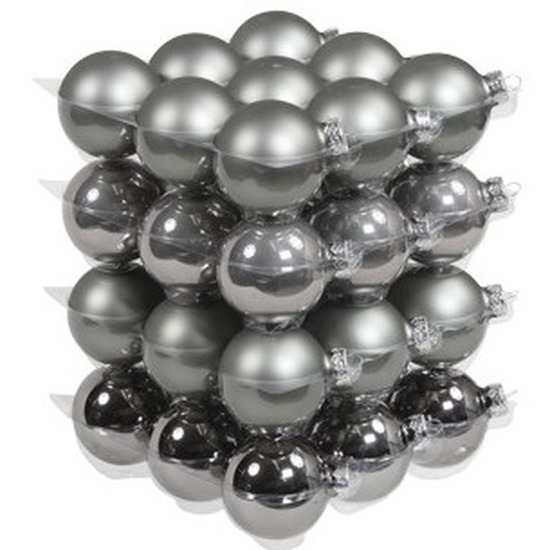 36x Titanium grijze glazen kerstballen 6 cm mat-glans