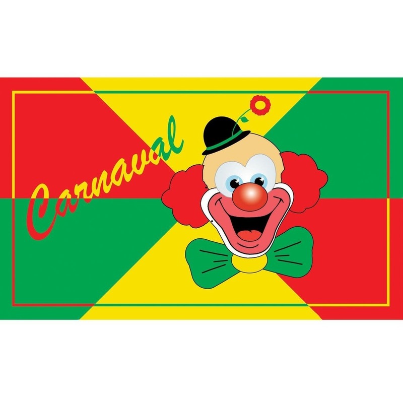 3x Carnaval feest vlaggen met clown 90 x 150 cm