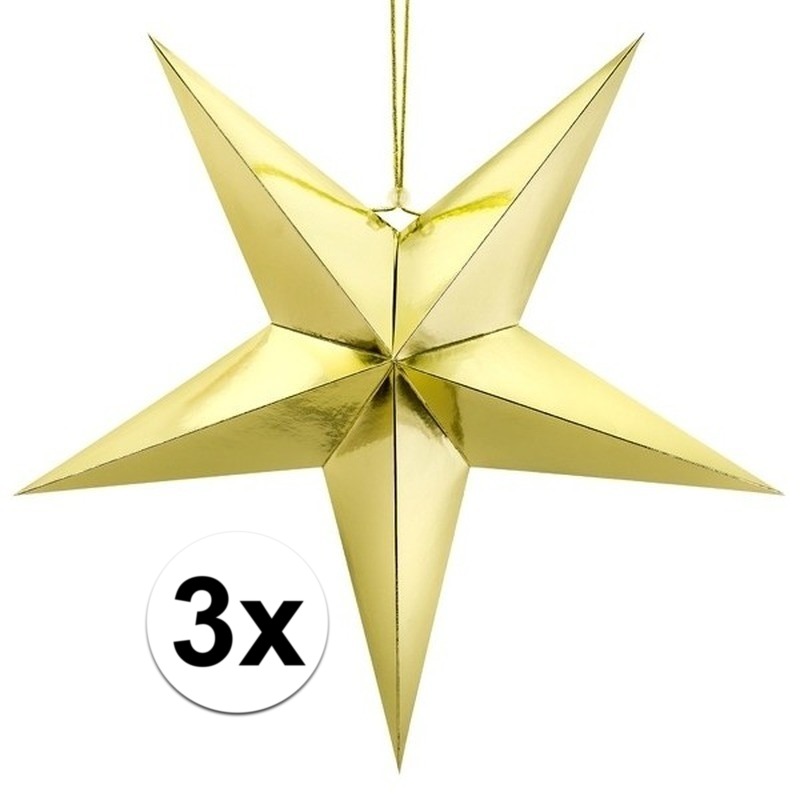 3x Gouden sterren 45 cm Kerst decoratie-versiering