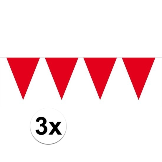 3x Mini vlaggenlijn-slinger versiering rood