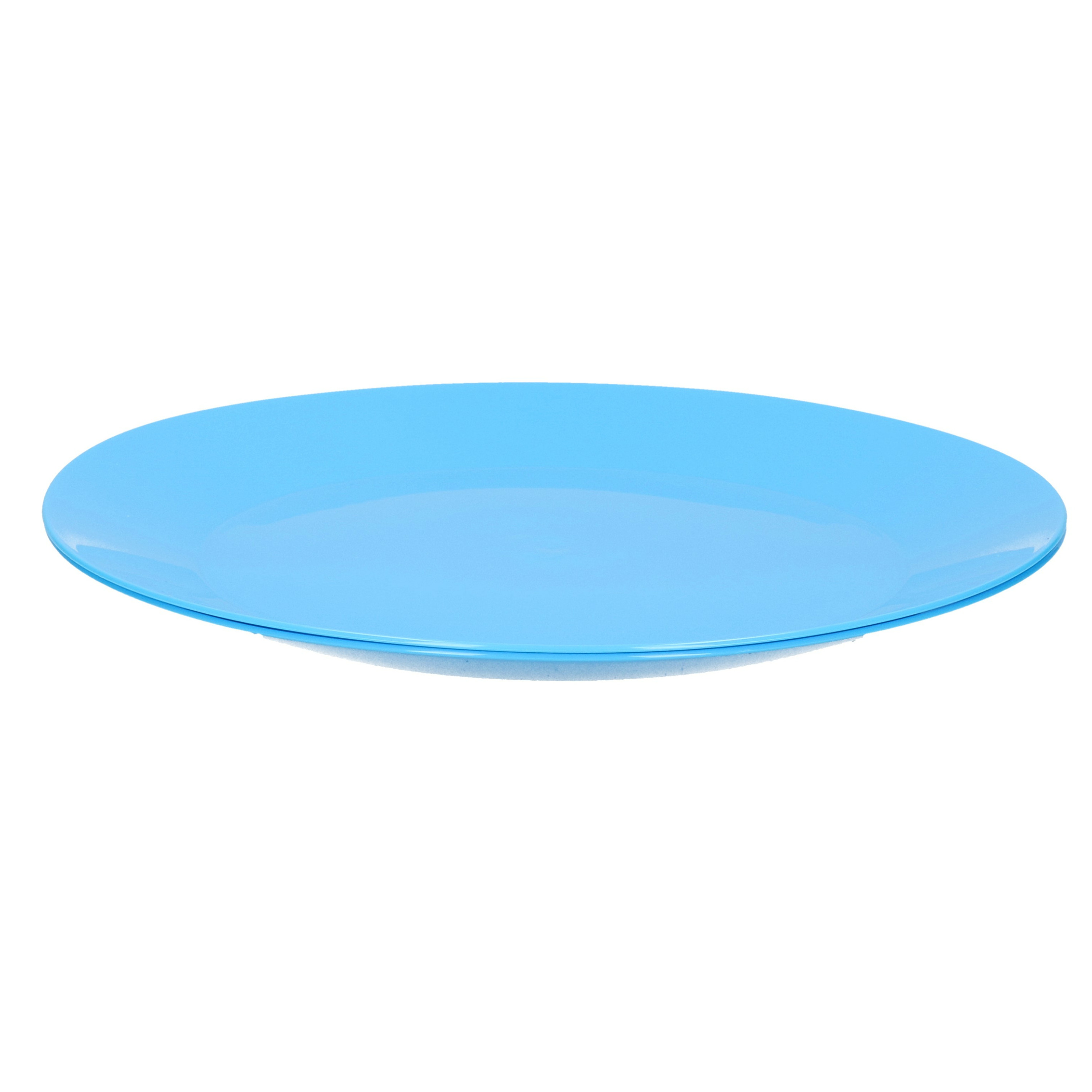 3x ontbijt-diner bordjes van hard kunststof 21 cm in het blauw