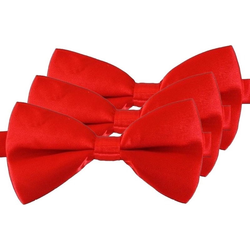 3x Rode verkleed vlinderstrikjes 12 cm voor dames/heren