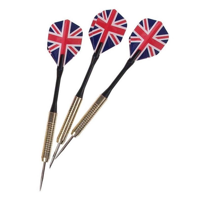 3x stuks Dartpijlen/pijltjes met Engelse/Britse vlag flights