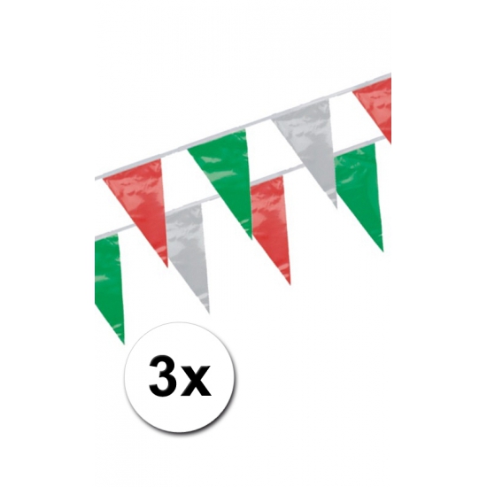 3x vlaggenlijn groen-rood-wit 4 meter
