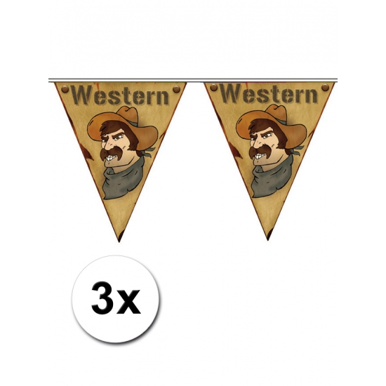 3x vlaggenlijn western 5 meter
