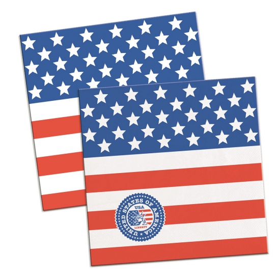 40x Amerikaanse vlag-USA themafeest servetten 25 x 25 cm