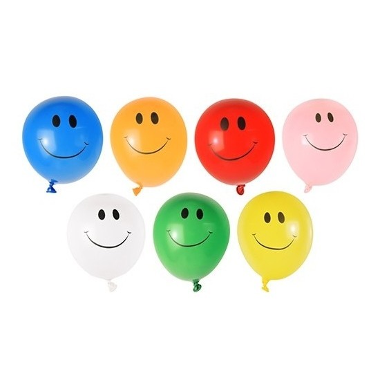 40x Smiley faces waterballonnen gekleurd