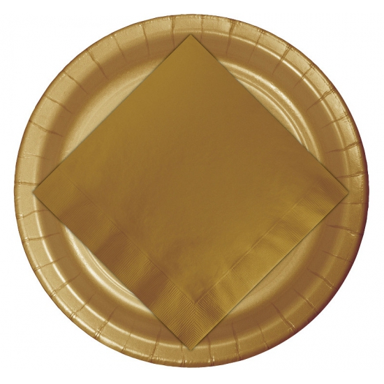 48x Gouden bordjes van karton 23 cm