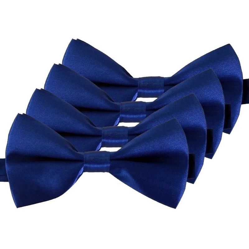 4x Blauwe verkleed vlinderstrikjes 12 cm voor dames/heren