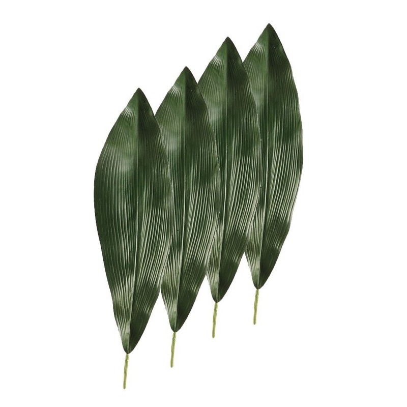 4x Kunstplant Aspidistra bladeren 75 cm donkergroen