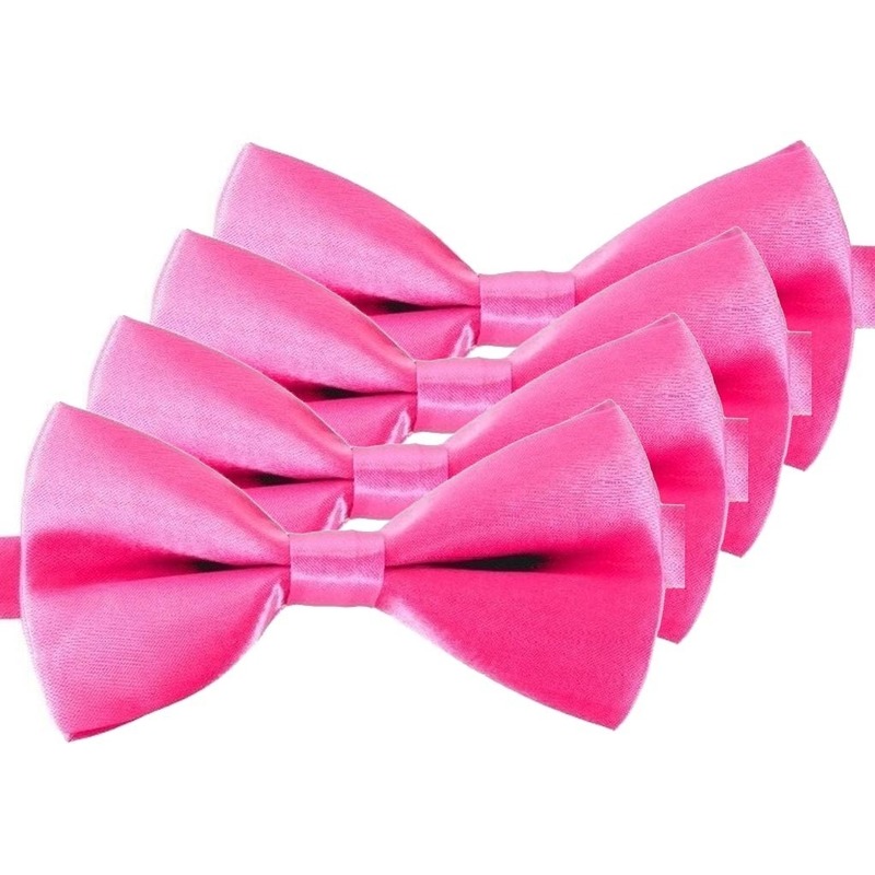 4x Roze verkleed vlinderstrikjes 12 cm voor dames/heren