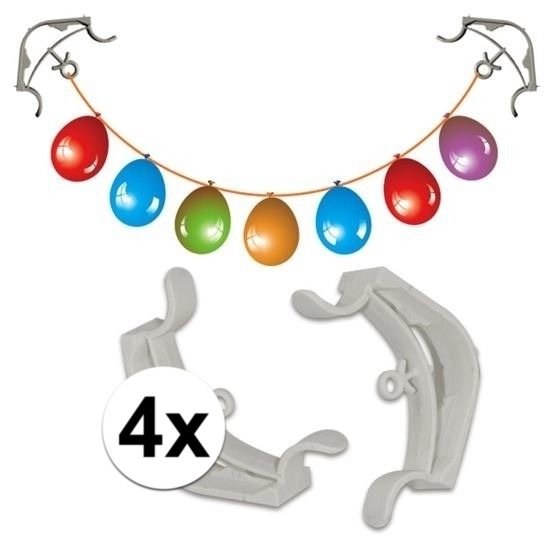 4x Slingers-decoratie ophangen hoekklemmen wit