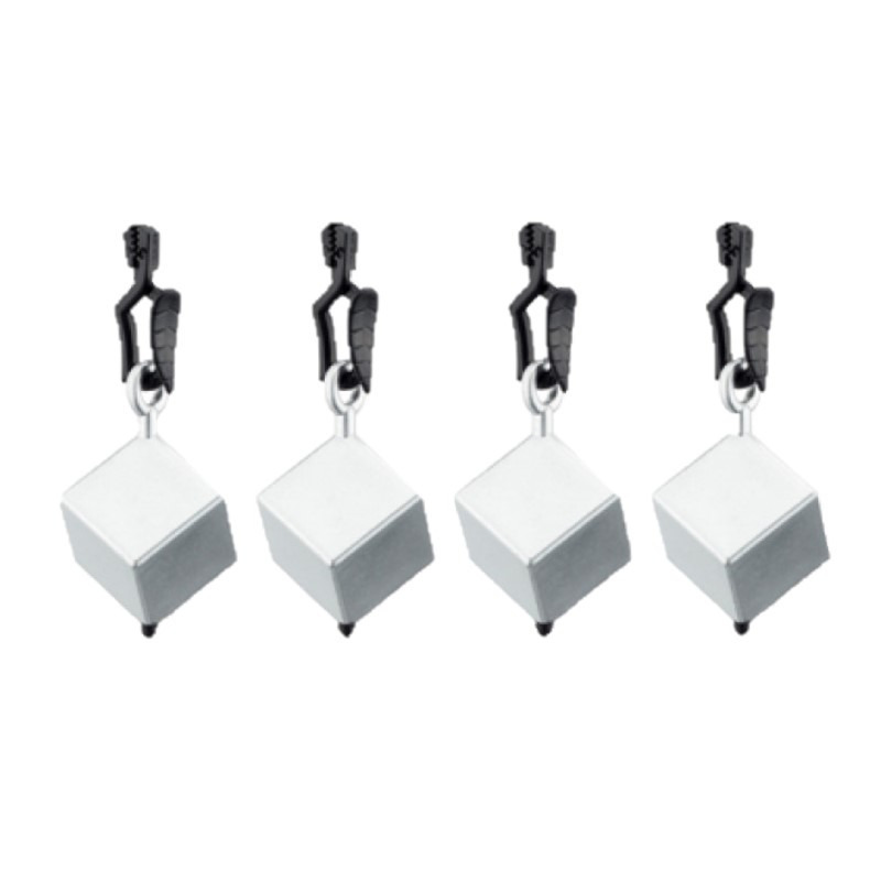 4x stuks tafelkleedgewichtjes zilveren vierkanten-blokken 3.5 cm