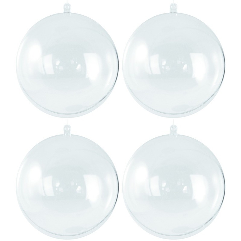 4x Transparante hobby-DIY kerstballen 8 cm