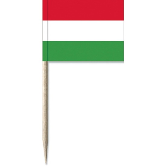 50x Cocktailprikkers Hongarije 8 cm vlaggetje landen decoratie