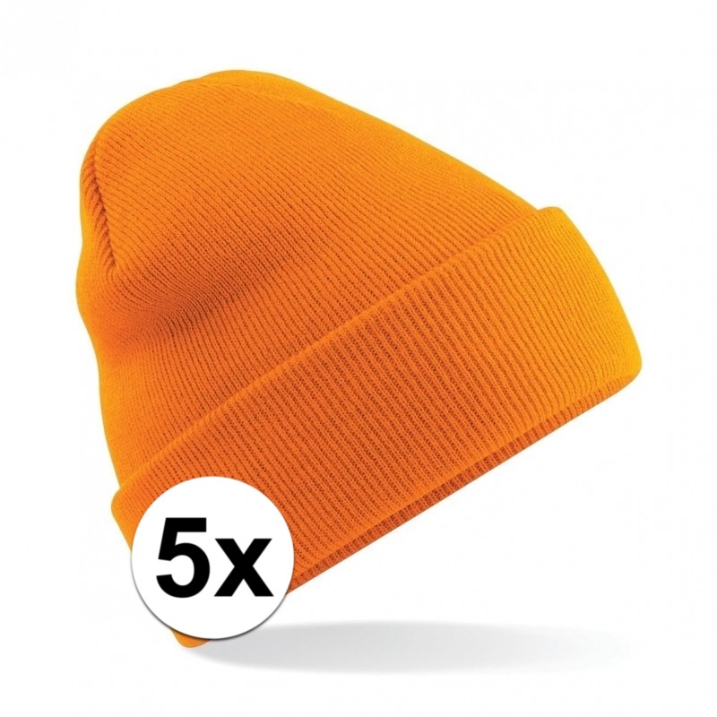 5x Basic winter muts oranje