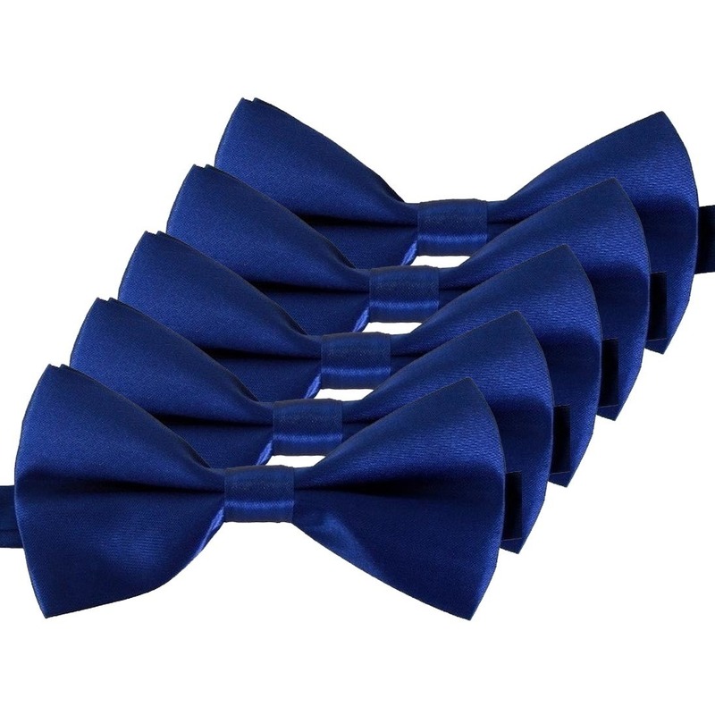 5x Blauwe verkleed vlinderstrikjes 12 cm voor dames/heren
