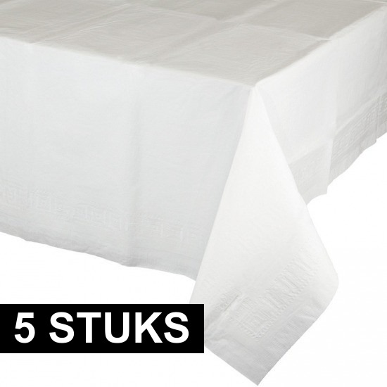 5x Witte tafelkleden 274 x 137 cm