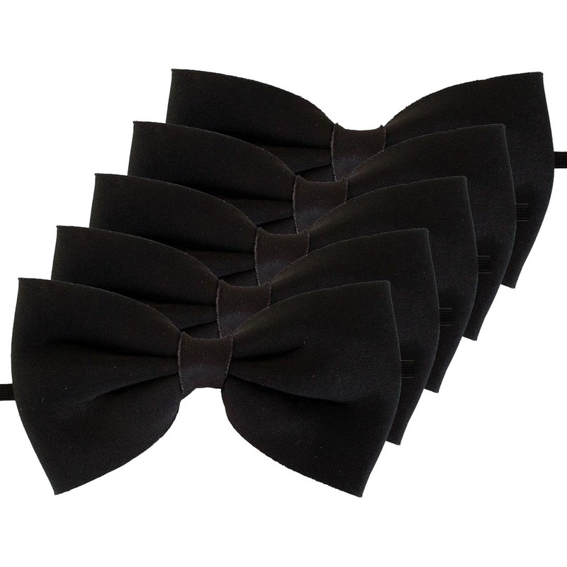 5x Zwarte verkleed vlinderstrikjes 13 cm voor dames/heren