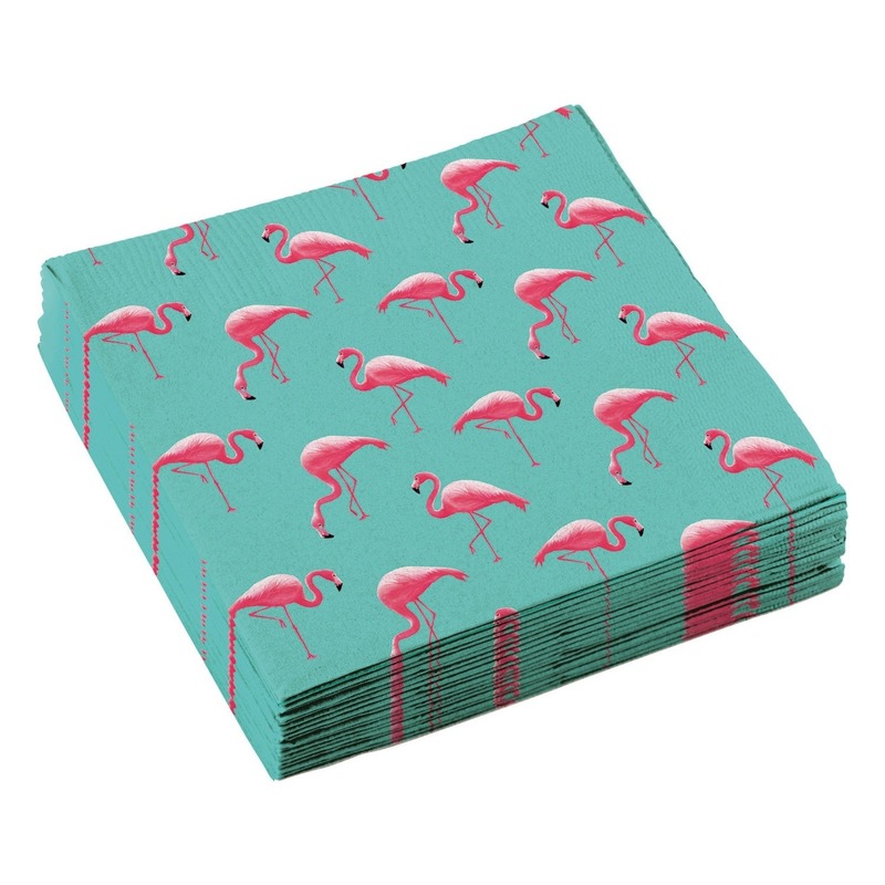 60x Flamingo servetten 33 x 33 cm