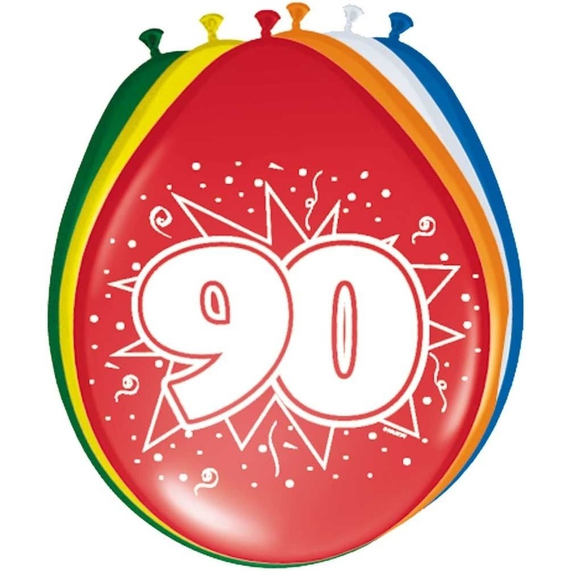 8x stuks Ballonnen versiering 90 jaar